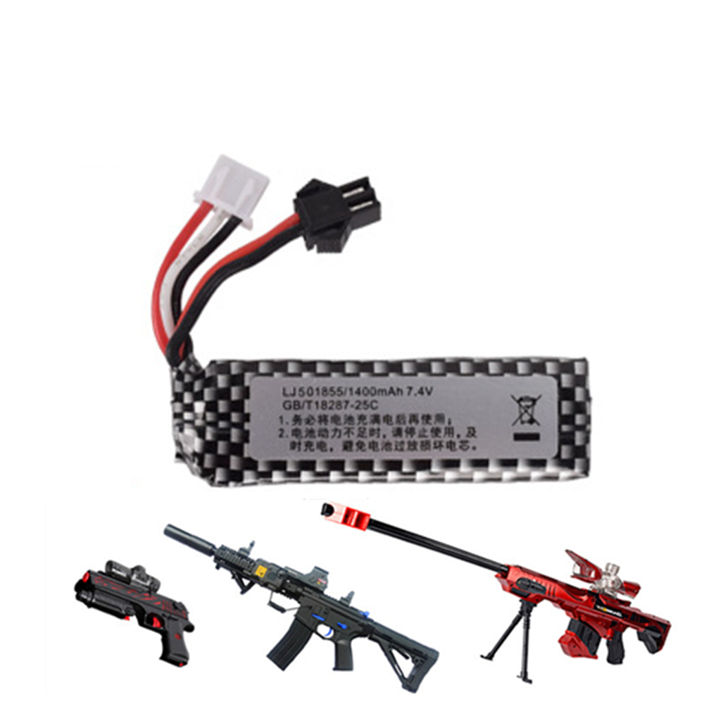 Rc Hobby Parts - 7.4V 1400Mah 25C 501855 Lipoแบตเตอรี่สำหรับไฟฟ้าน้ำปืนอะไหล่RCของเล่นแบตเตอรี่ลิเธียมโพลิเมอร์SM-2Pแบตเตอรี่