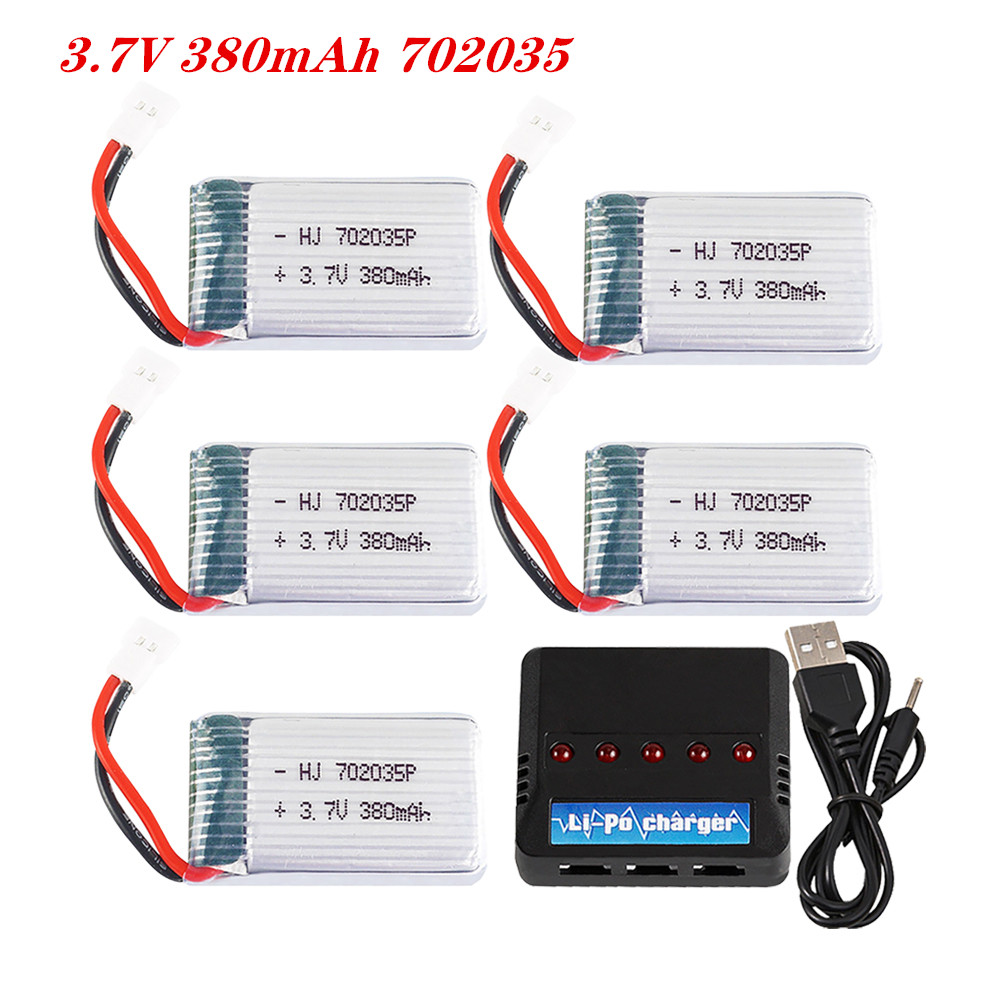 Rc Hobby Parts - 3.7V 380mah 702035 Lipo แบตเตอรี่แบตเตอรี่ชาร์จสําหรับ Hubsan
